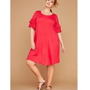 Lane Bryant Ruffle Sleeve Jersey Knit Swing Dress NWT Women’s Plus Size 18/20